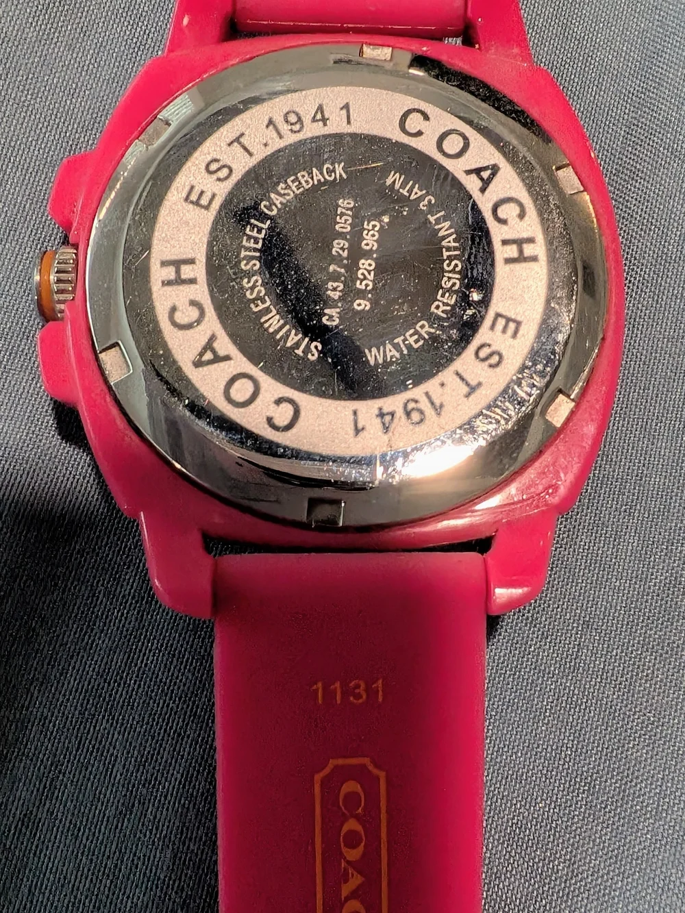 Coach Pink and Orange Silicone Patterned Sports Watch